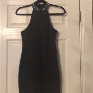 Black satin dress